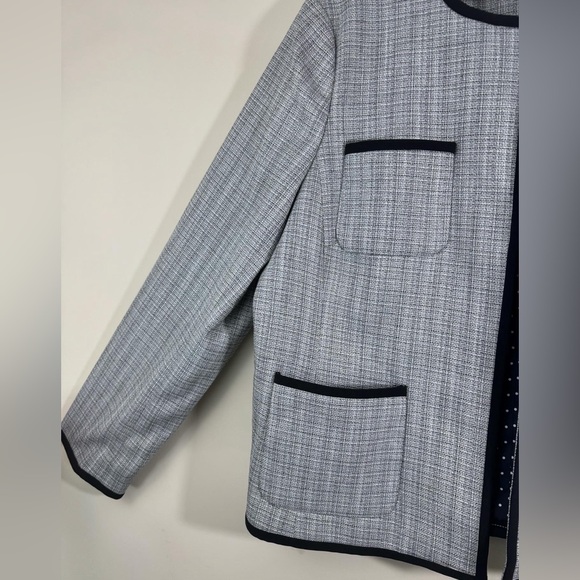 TALBOTS White & Black Westport Tweed Open Front Blazer Jacket - Women’s Size 18 - Picture 5 of 13